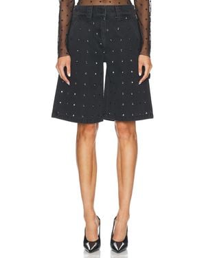 David Koma Allover Rhinestone Crystal Denim Short - Black
