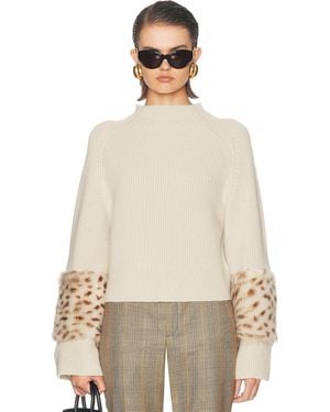LAPOINTE Merino Mock Neck Sweater With Patch - Natural
