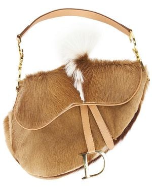 Dior Pony Hair Mohawk Saddle Bag - White