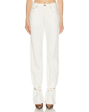 DARKPARK Cuff Adorned Slim Straight Leg - White