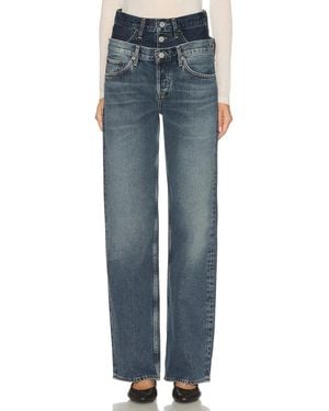 Agolde Elson High Rise Loose Jeans - Blue