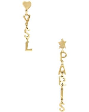 Saint Laurent Ysl Paris Pendant Earrings - Metallic