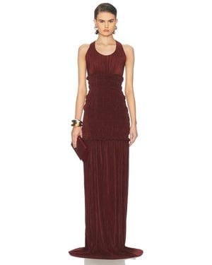 Atlein Pleated Long Dress - Red
