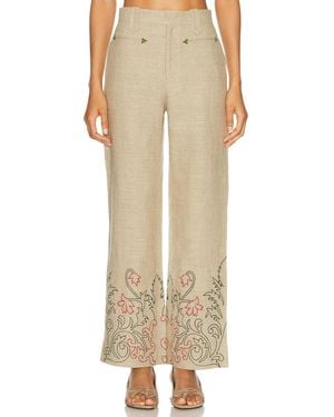 Bode Embroidered Trumpet Flower Murphy Trouser - Natural