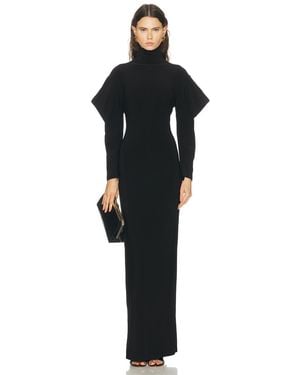 Norma Kamali Wing Sleeve Open Back Bow Neck Gown - Black
