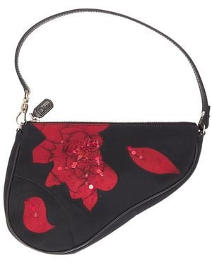 Dior Satin Embroidered Limited Edition Mini Saddle Bag