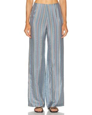 The Elder Statesman Striped Zip Pant - Blue