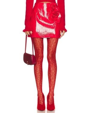 AKNVAS Liva Vegan Leather Rose Skirt - Red