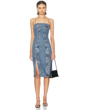Fleur du Mal Colored Denim Midi Snap Dress - Blue