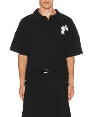Rhude Pique Boxy Polo Shirt - Black