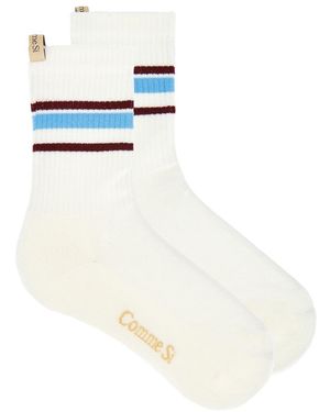 Comme Si Striped Tube Sock - White