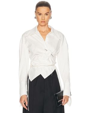 GRACE LING Pierced Dagger Oversized Wrap Shirt - White