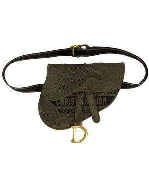 Dior Embroidered Camouflage Saddle Belt Bag - Black