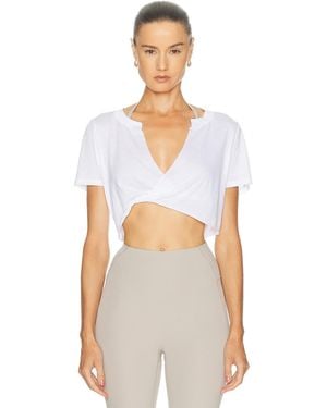 NikeSKIMS Performance Cotton V Neck Crop Top - White