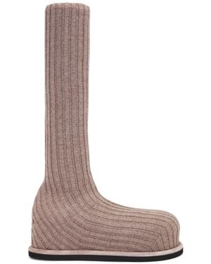 AMINA MUADDI Veneda Stretch Fuzzy Knit Boot - Brown