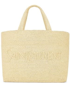 Saint Laurent Supple Raffia Tote Bag - Metallic