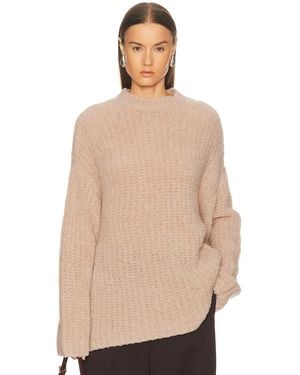 LAPOINTE Plush Boucle Oversized Crewneck Sweater - Natural