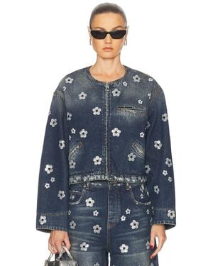 Marc Jacobs Sequin Daisy Cropped Jacket - Blue