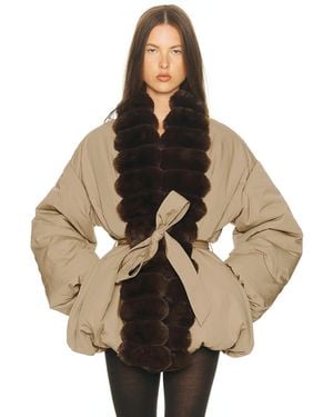 Helsa Bubble Puffer With Faux Fur - Black