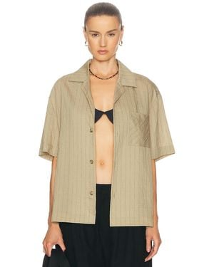 WAO Vertical Stripe Short Sleeve Shirt - Natural