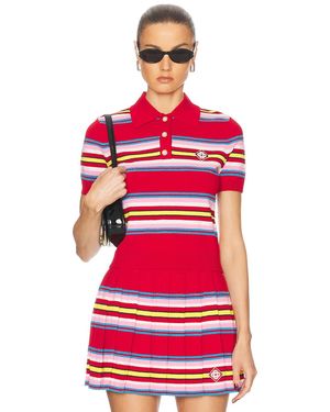 CASABLANCA Striped Polo Top - Red