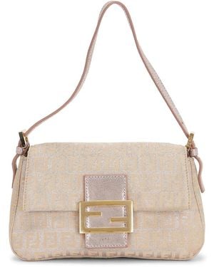 Fendi Zucchino Baguette Shoulder Bag - Natural