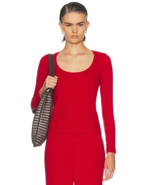 DONNI. The Varied Rib Long Sleeve Scoop Neck Tee - Red