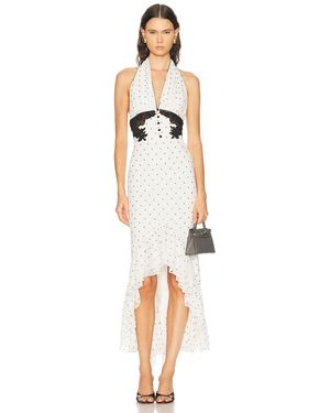 Self-Portrait Polka Dot Halter Neck Midi Dress - White