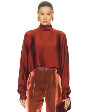 LAPOINTE Satin Caftan Top - Red