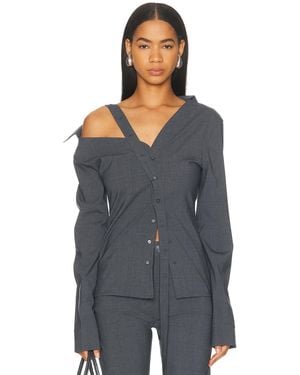 Jade Cropper Asymmetric Long Sleeve Top - Gray