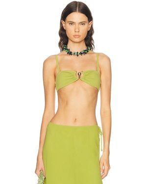 Christopher Esber Ruched Prong Bandeau Bikini Top - Yellow
