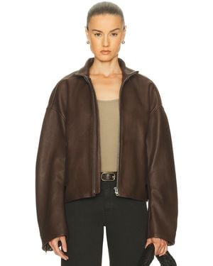 GRLFRND Romy Leather Jacket - Brown