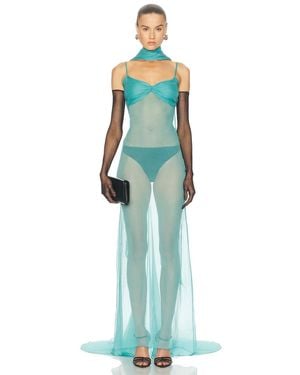 LAQUAN SMITH Neck Tie Gown - Blue