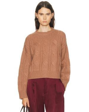 SABLYN Tristan Crewneck Cable Pullover Sweater - Red