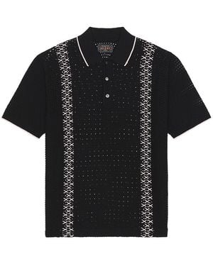 Beams Plus Knit Polo Mesh Stripe - Black