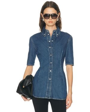 Mugler Short Sleeve Button Up Shirt - Blue