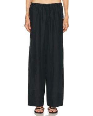 St. Agni Silk Grid Relaxed Pant - Black