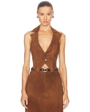 retroféte Josephine Suede Vest - Brown