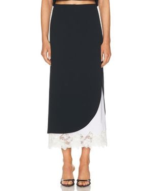 Helsa The Midi Pencil Skirt With Lace & Poplin - Black