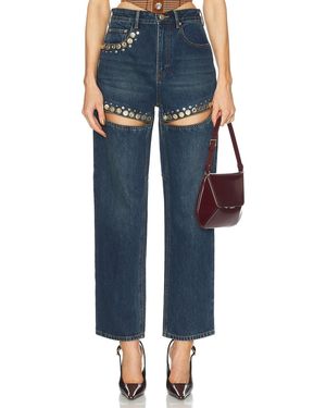 Area Crystal Cut Out Straight Leg - Blue