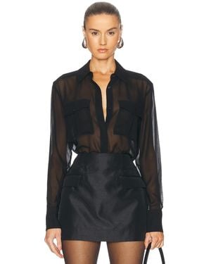Nicholas Chloe Sheer Double Pocket Long Sleeve Shirt - Black