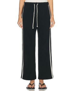 DONNI. Eco-terry Stripe Crop Pant - Black