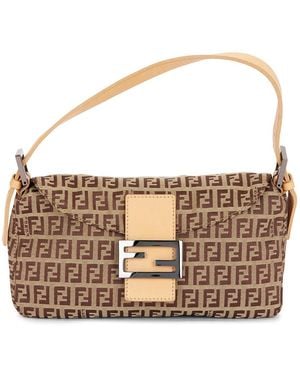 Fendi Zucchino Baguette Shoulder Bag - White