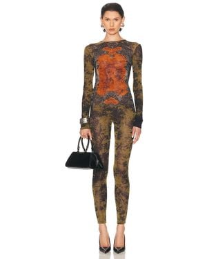 Jean Paul Gaultier Médaillon Mesh Printed Catsuit - Multicolor