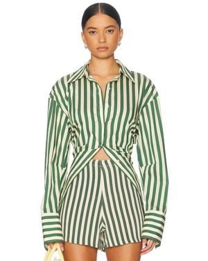 Simon Miller Loch Poplin Button Up Top - Green