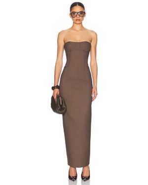 Helsa The Linear Suiting Dress - Brown