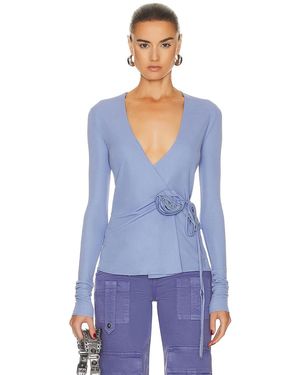 Blumarine Long Sleeve Wrap Top - Blue