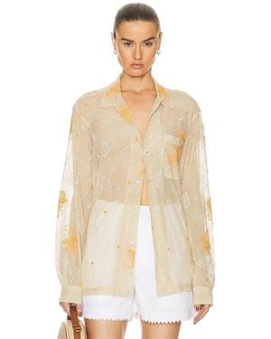 Bode Mesh Lillium Long Sleeve Shirt - Natural