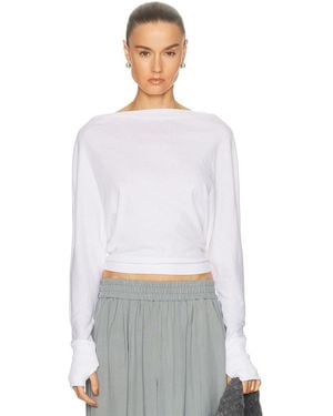 Enza Costa Cashmere Jersey Dolman Top - White