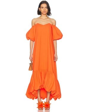 Caroline Constas Lucia High Low Bubble Hem Midi Dress - Orange